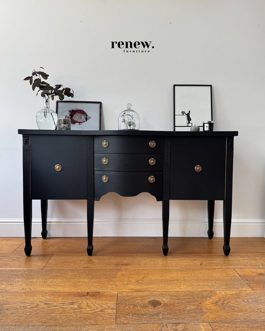 Elegant Black Painted Reproduction Georgian Style Sideboard, Console, Buffet